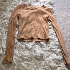 American Eagle Orange Cropped Long Sleeve